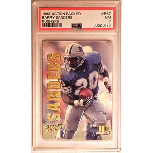 1993 Action Packed Rusher Rb7 Barry Sanders 1,000 Yard Rushers PSA 7